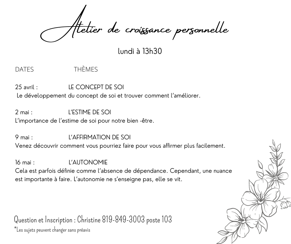 Atelier de croissance personnelle