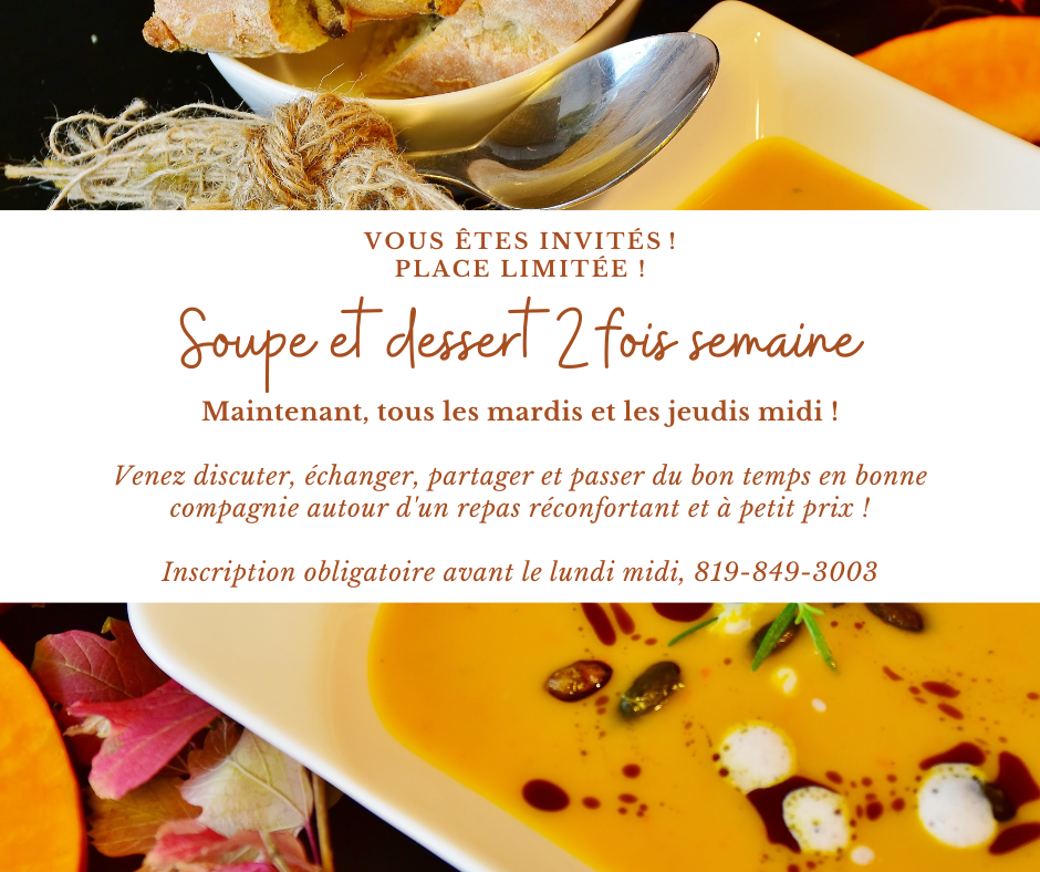 Soupe et dessert à l'Éveil