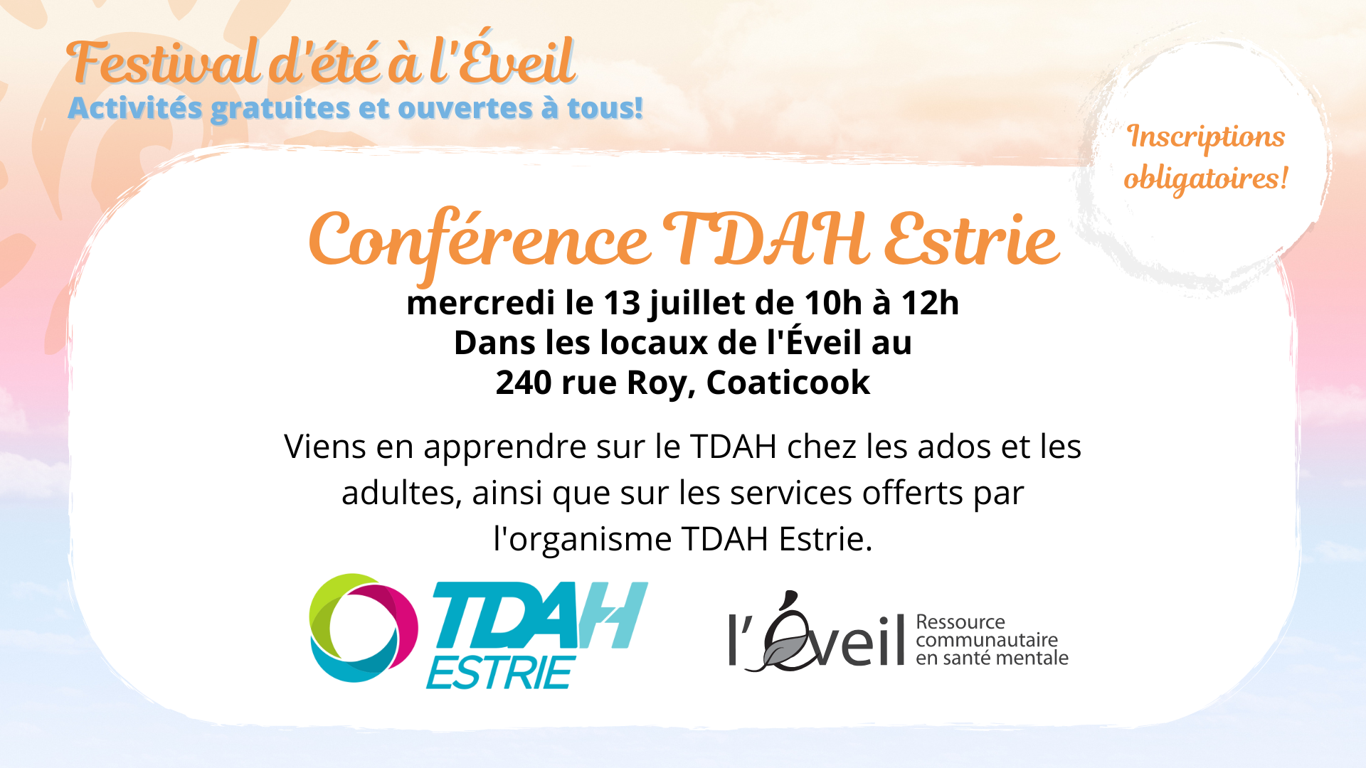 Conférence TDAH Estrie