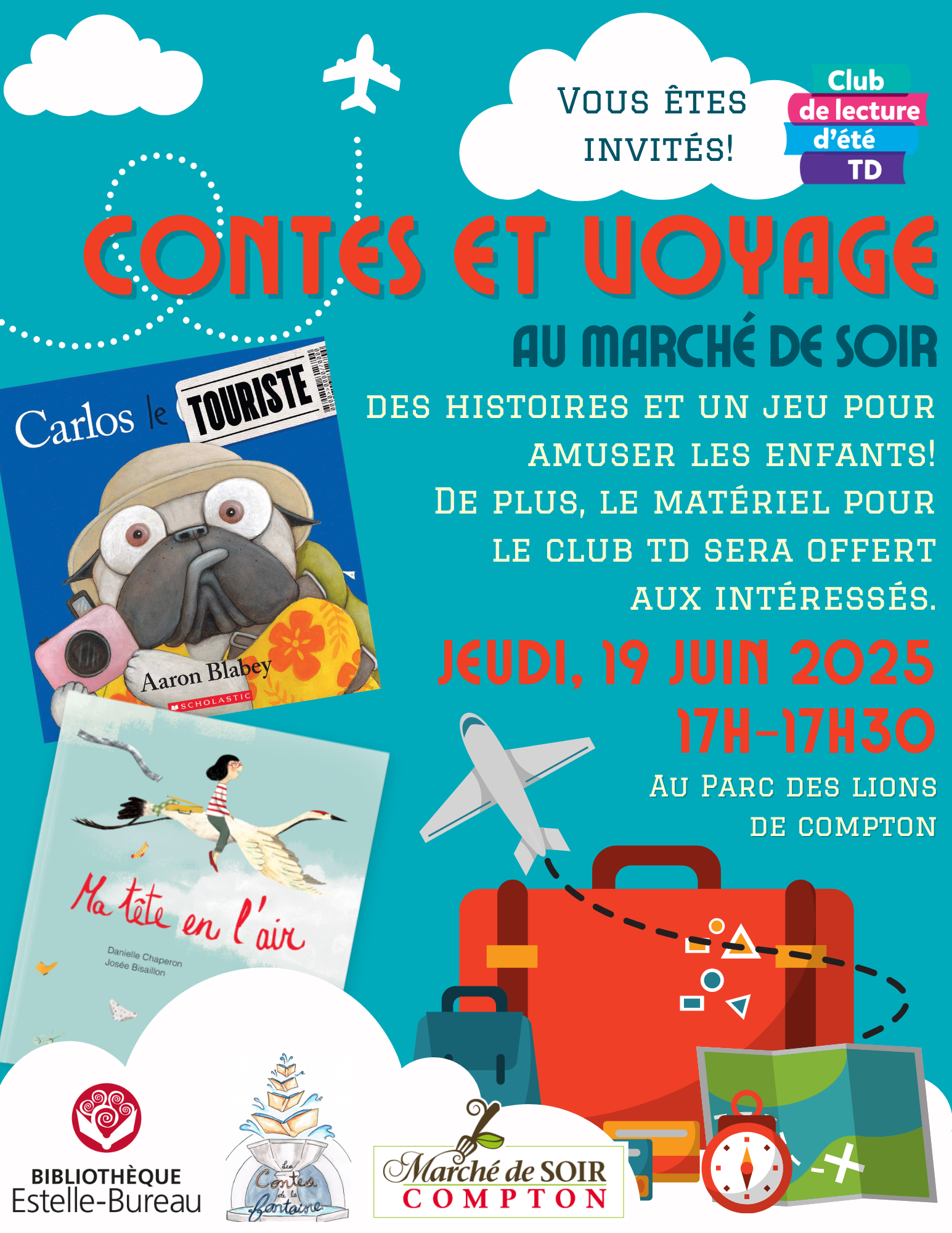 Conte et voyages au marché de soir de Compton